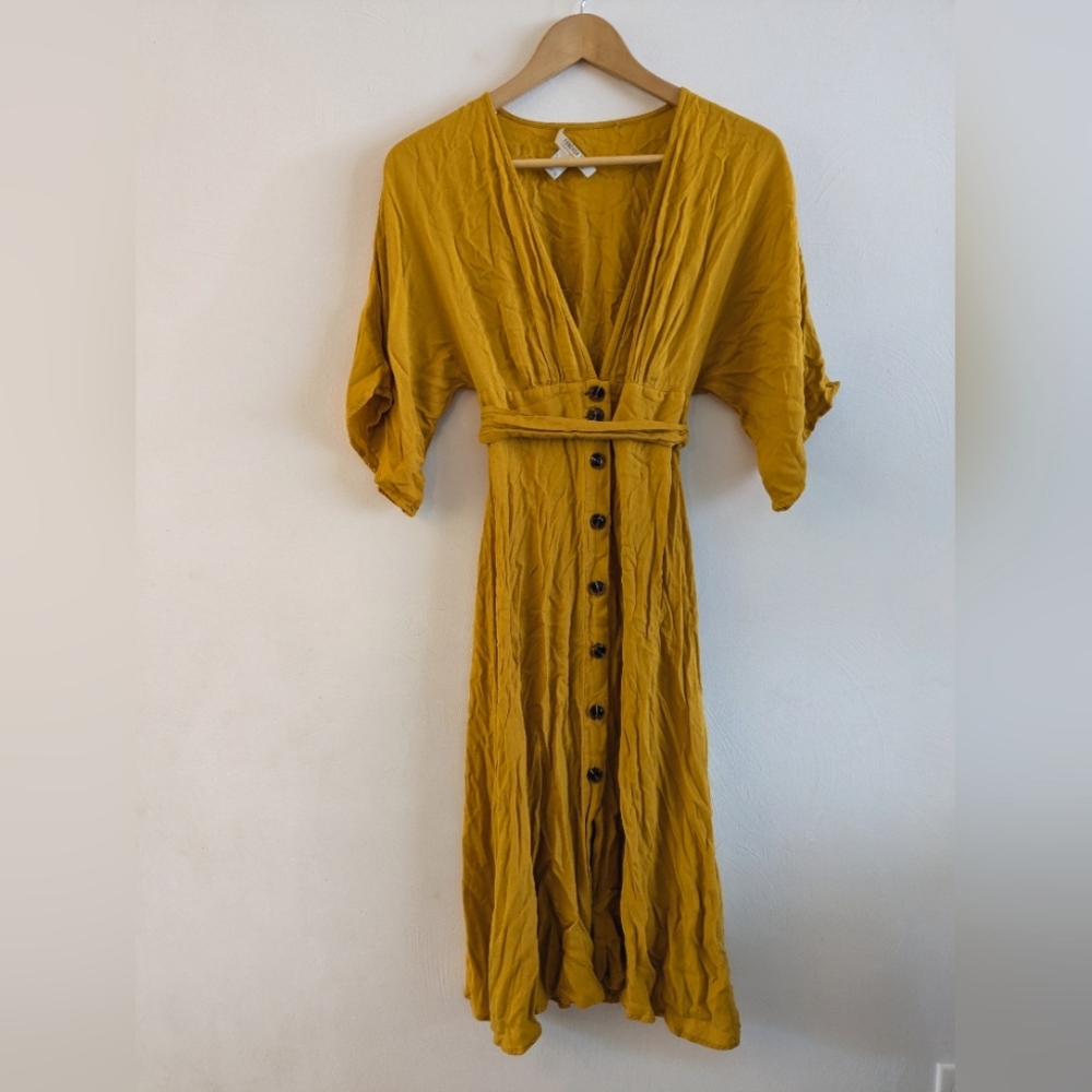 Mustard button down dress